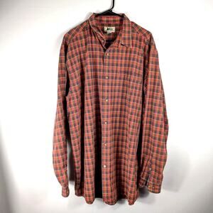 REI XL Tall Flannel Shirt Men Hong Kong 100% Cotton Plaid Long Sleeve Vintage